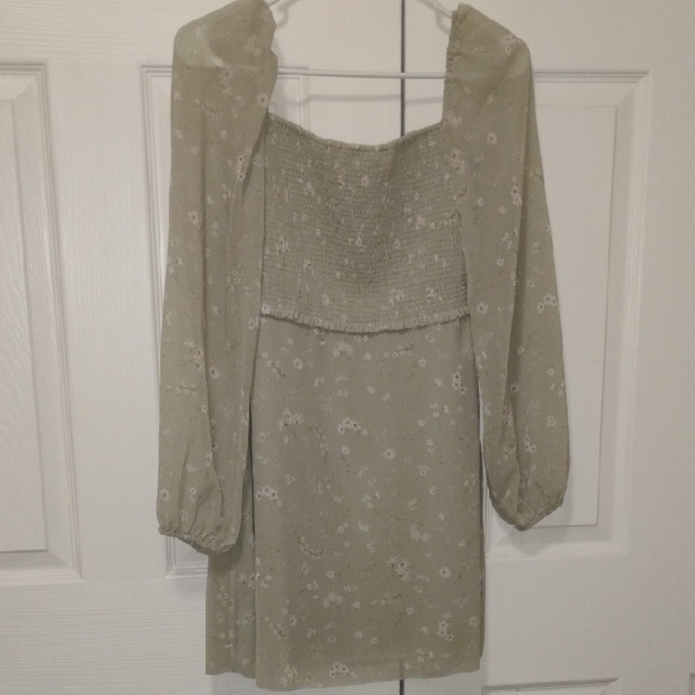 Wilfred Olive Floral Long Sleeve Dress, Size 2